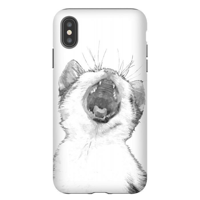 iPhone Xs Max StrongFit Black and White Sleepy Kitten  by Alemi