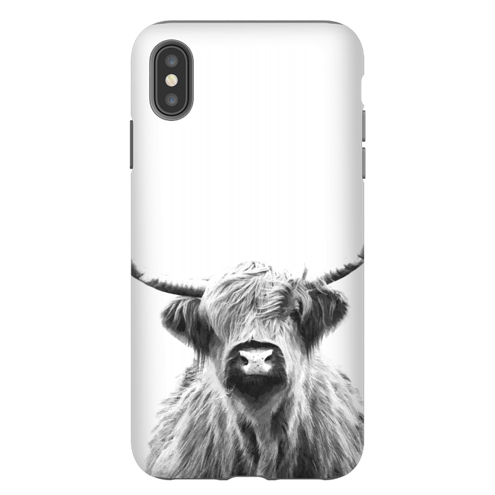 iPhone Xs Max StrongFit Black and White Highland Cow by Alemi