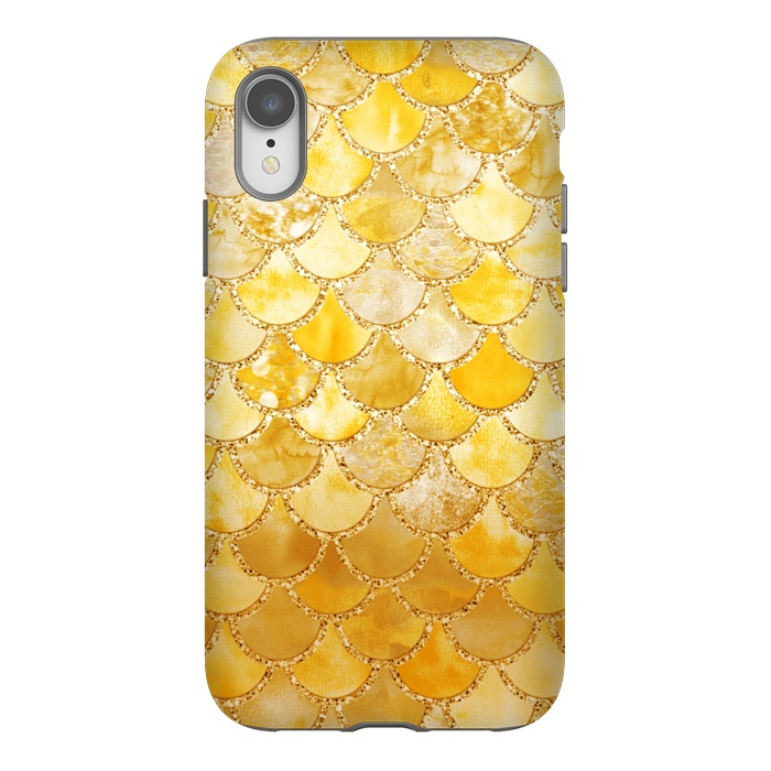 iPhone Xr StrongFit Gold Watercolor Mermaid Scales by  Utart