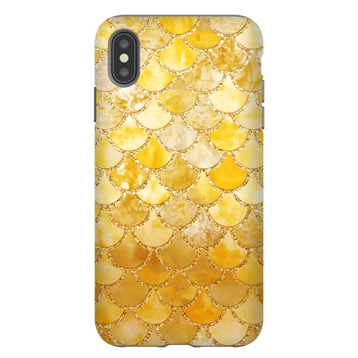 iPhone Xs Max StrongFit Gold Watercolor Mermaid Scales by  Utart