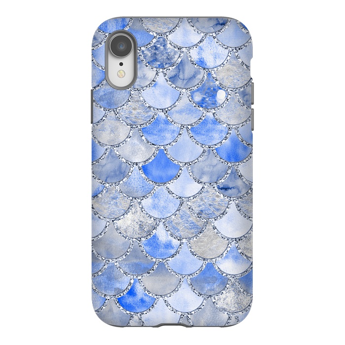 iPhone Xr StrongFit Blue and Silver Mermaid Scales by  Utart