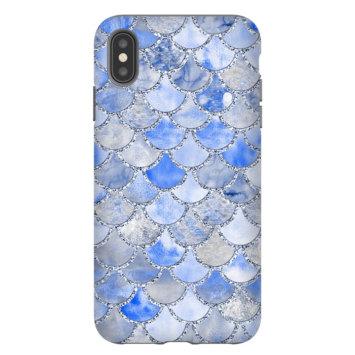 iPhone Xs Max StrongFit Blue and Silver Mermaid Scales by  Utart