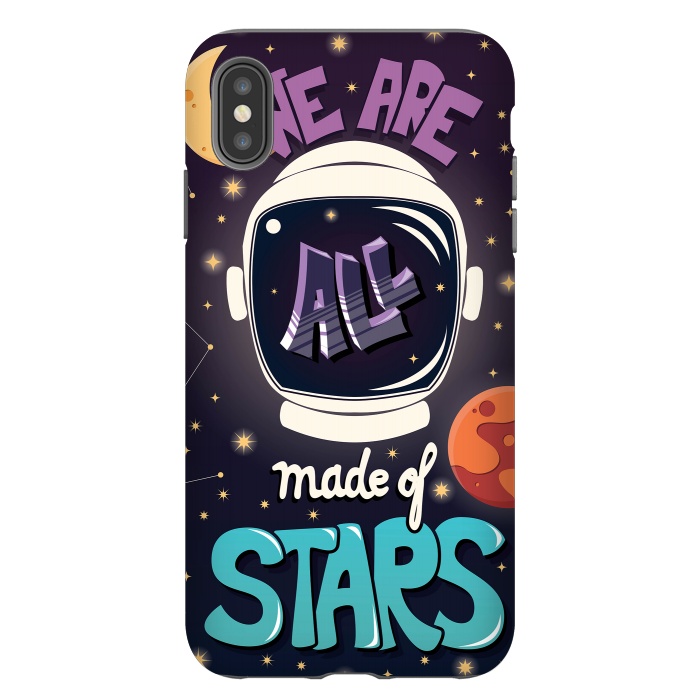 iPhone Xs Max StrongFit We are all made of stars, typography modern poster design with astronaut helmet and night sky by Jelena Obradovic