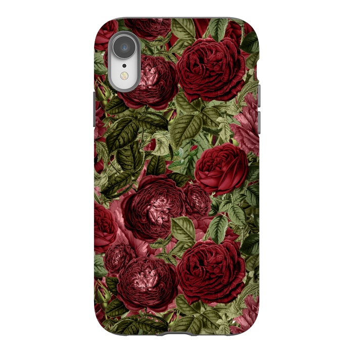iPhone Xr StrongFit Victorian Dark Red Vintage Roses by  Utart