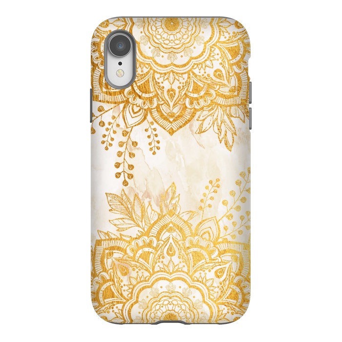 iPhone Xr StrongFit Queen Starring of Mandala-Gold Sunflower II by ''CVogiatzi.