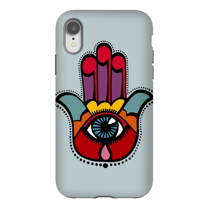 iPhone Xr StrongFit Pop Hamsa over Blue by Majoih