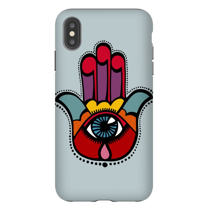 iPhone Xs Max StrongFit Pop Hamsa over Blue by Majoih