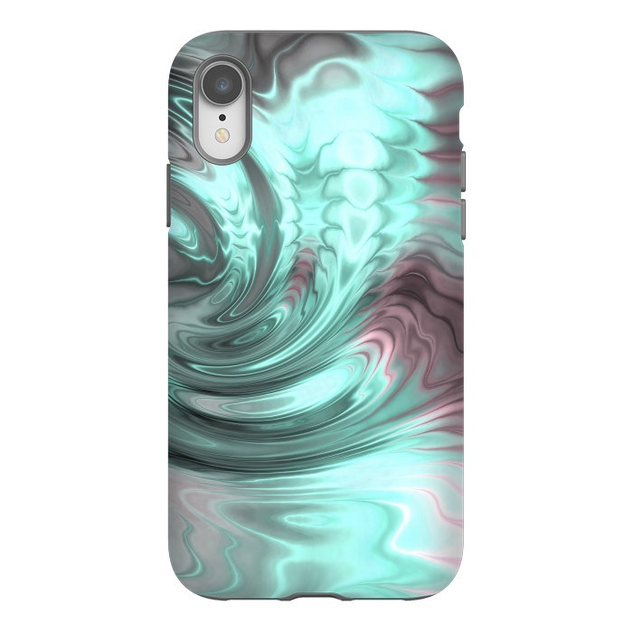 iPhone Xr StrongFit Abstract Fractal Teal Pink 2 by Andrea Haase