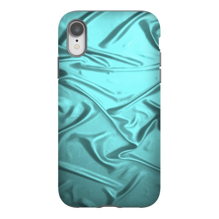 iPhone Xr StrongFit Shimmering Teal Satin by Andrea Haase