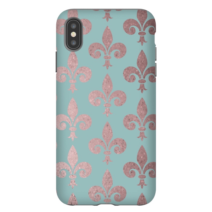 iPhone Xs Max StrongFit Rose Gold Fleur De Lis Pattern 2 by Andrea Haase
