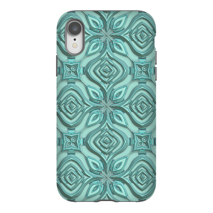 iPhone Xr StrongFit Elegant Green Turquoise Ornament Pattern by Andrea Haase