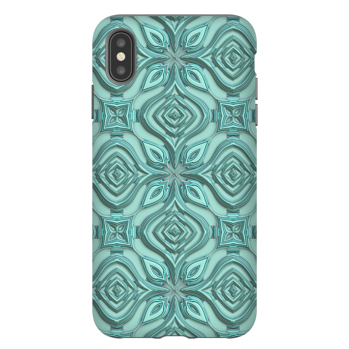 iPhone Xs Max StrongFit Elegant Green Turquoise Ornament Pattern by Andrea Haase
