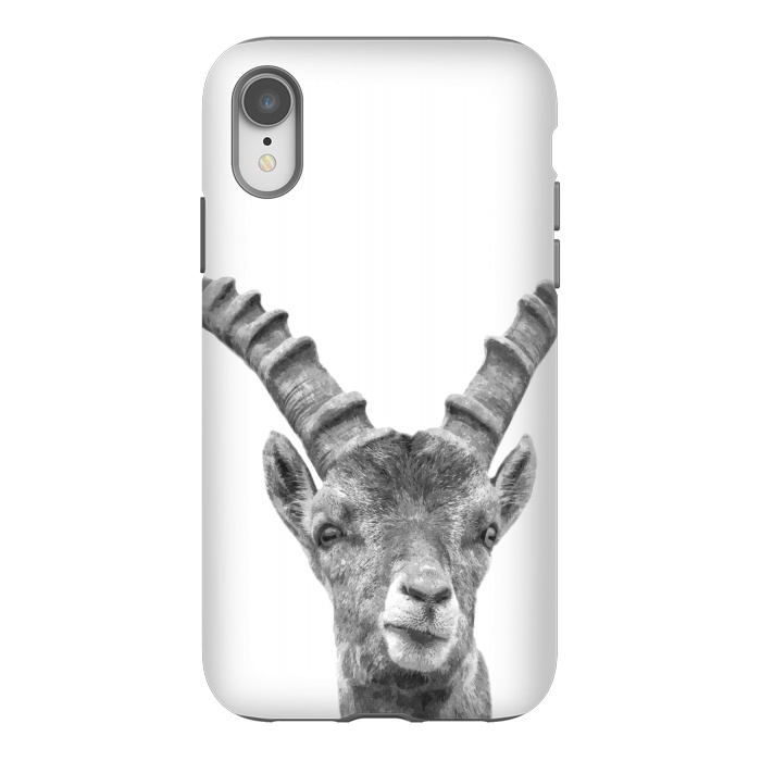 iPhone Xr StrongFit Black and White Capricorn by Alemi