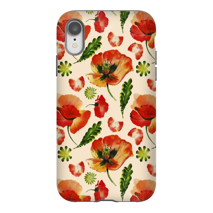 iPhone Xr StrongFit Watercolor Poppy Pattern by  Utart