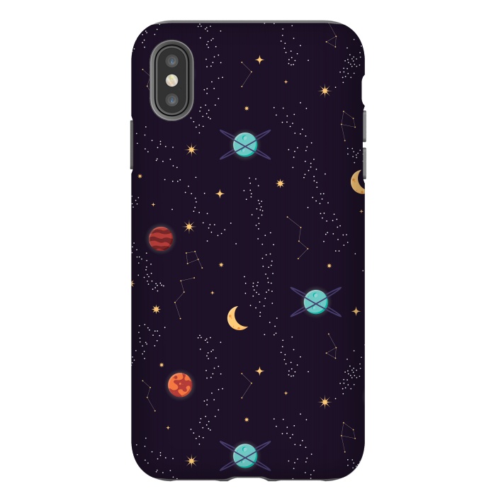 iPhone Xs Max StrongFit Universe with planets and stars seamless pattern, cosmos starry night sky, vector illustration by Jelena Obradovic