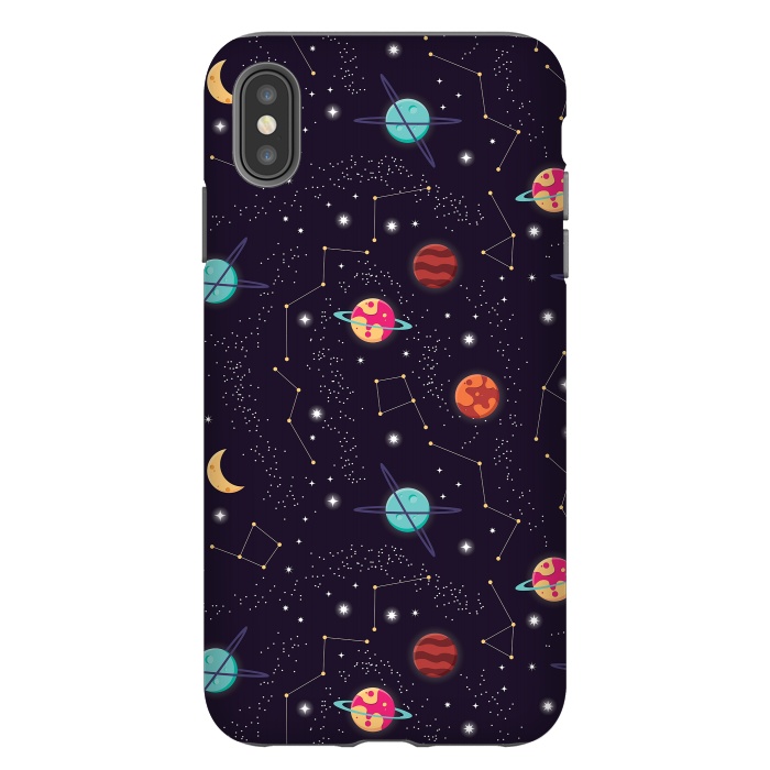 iPhone Xs Max StrongFit Universe with planets and stars seamless pattern, cosmos starry night sky 004 by Jelena Obradovic