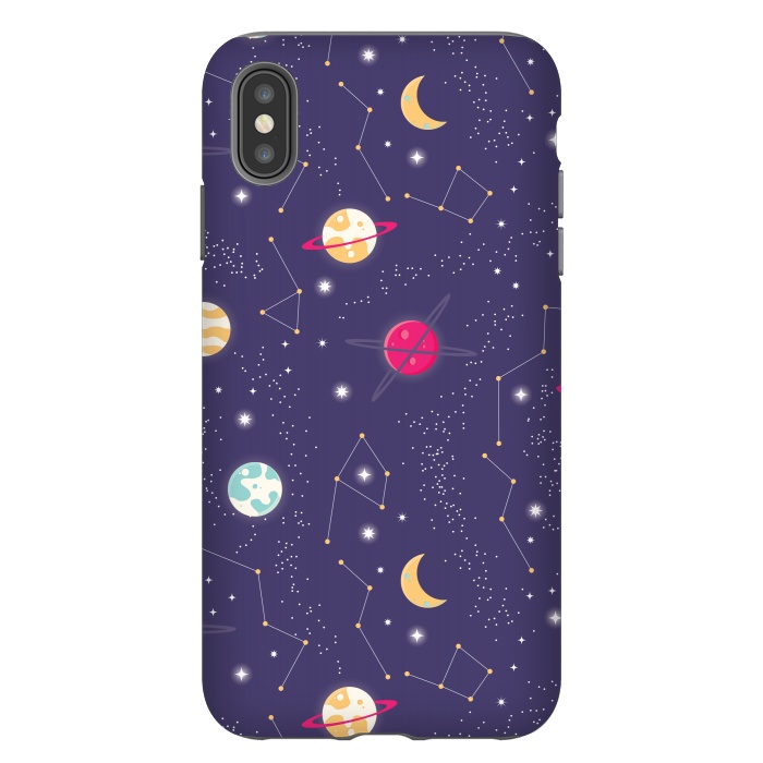 iPhone Xs Max StrongFit Universe with planets and stars seamless pattern, cosmos starry night sky 006 by Jelena Obradovic