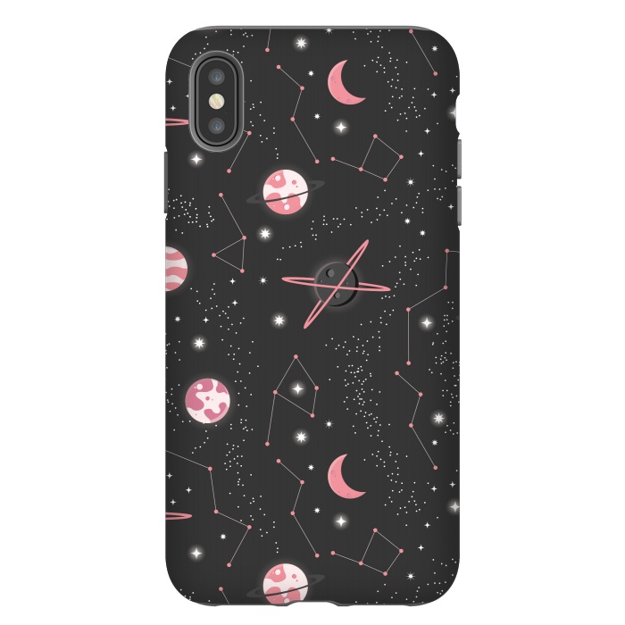 iPhone Xs Max StrongFit Universe with planets and stars seamless pattern, cosmos starry night sky 007 by Jelena Obradovic