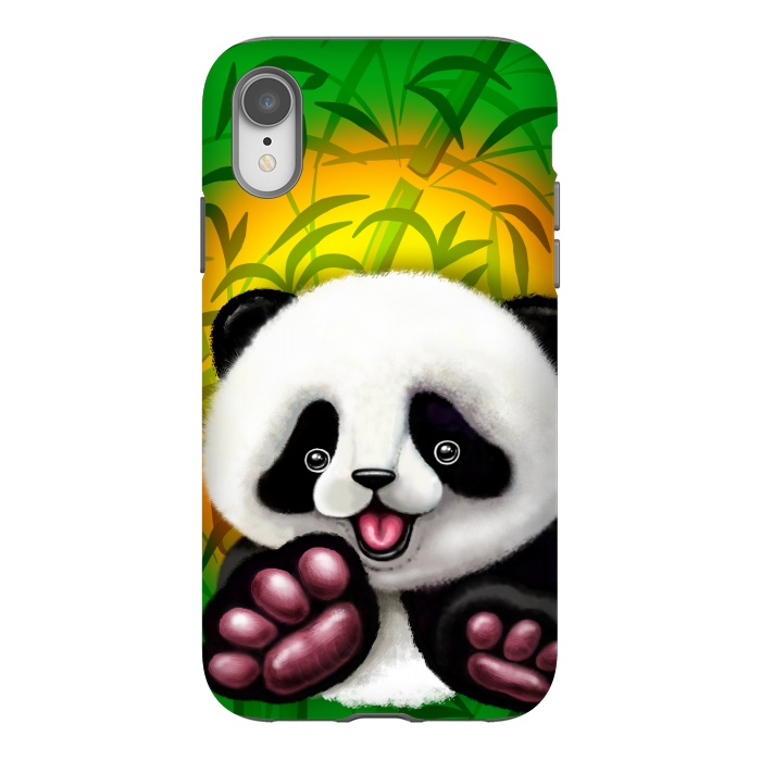 iPhone Xr StrongFit Panda Baby Bear Cute and Happy by BluedarkArt