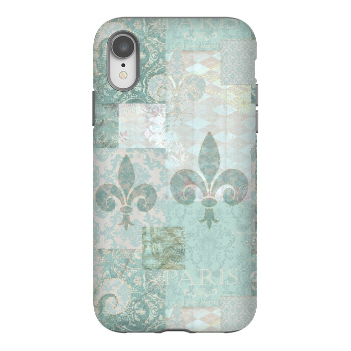 iPhone Xr StrongFit Vintage Patchwork Soft Teal by Andrea Haase