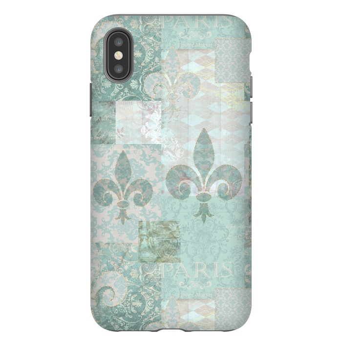 iPhone Xs Max StrongFit Vintage Patchwork Soft Teal by Andrea Haase
