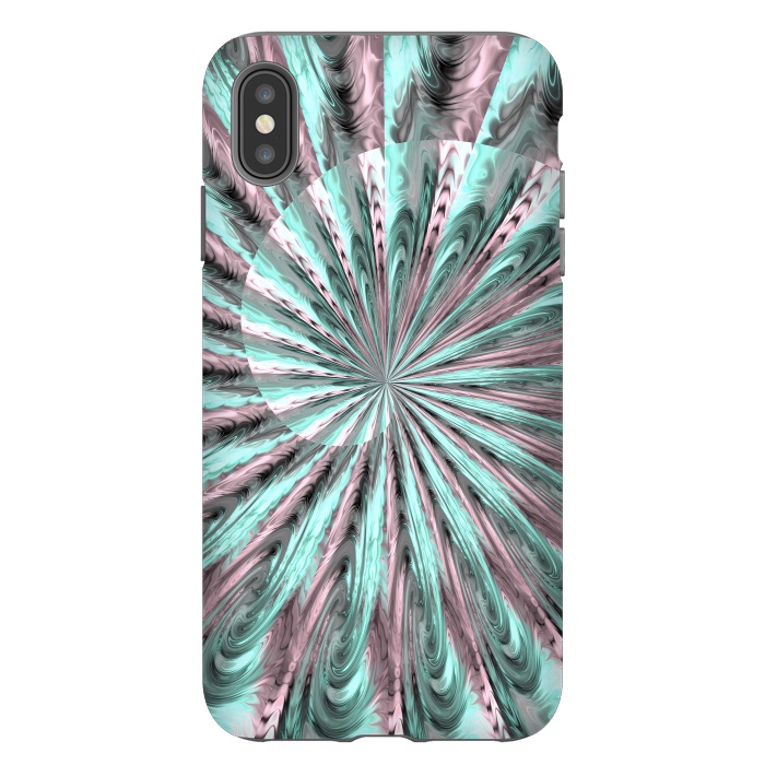 iPhone Xs Max StrongFit Fractal Spiral Rosegold And Teal by Andrea Haase