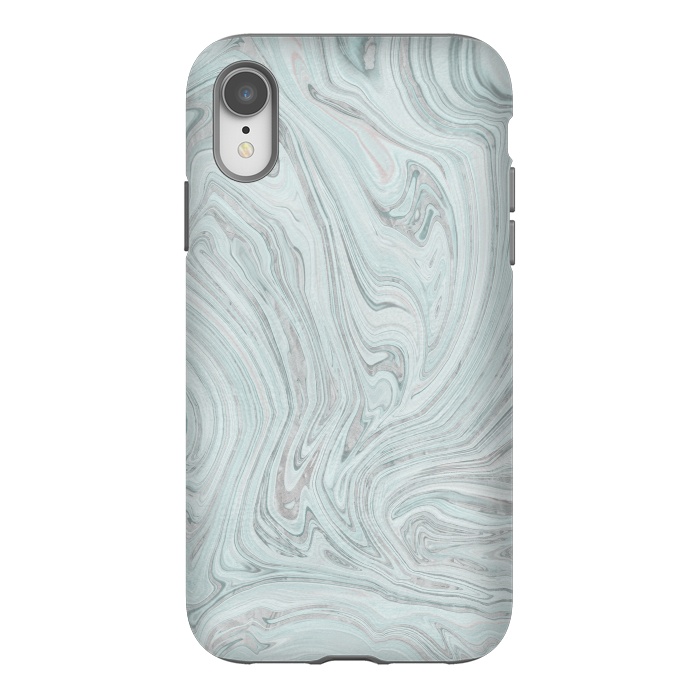 iPhone Xr StrongFit Teal Grey Soft Pastel Marble by Andrea Haase