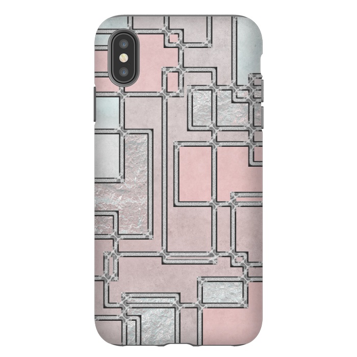 iPhone Xs Max StrongFit Pink Aqua Cubicals by Andrea Haase