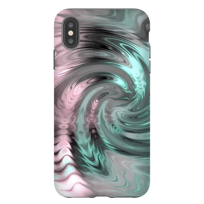 iPhone Xs Max StrongFit Abstract Fractal Swirl Rose Gold And Teal 2 by Andrea Haase