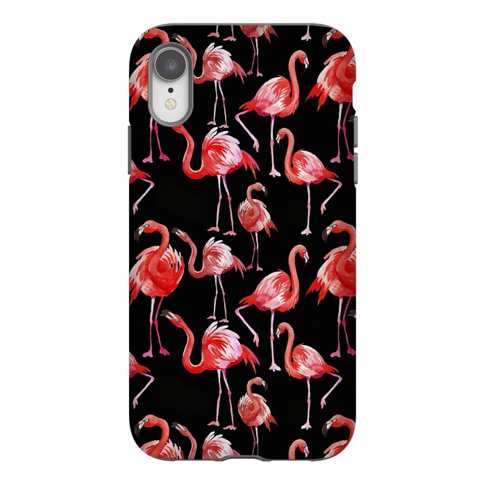 iPhone Xr StrongFit Flamingos on Black by  Utart