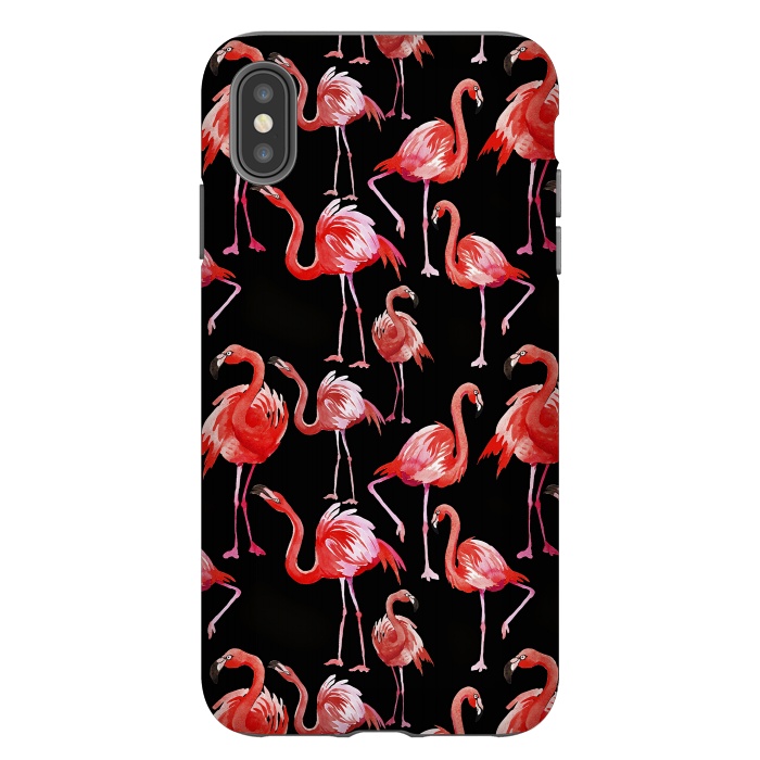 iPhone Xs Max StrongFit Flamingos on Black by  Utart