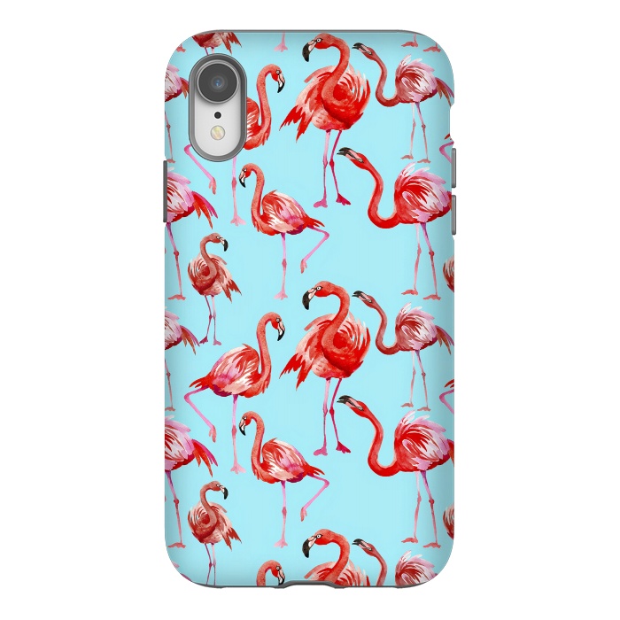 iPhone Xr StrongFit Flamingos on Blue by  Utart