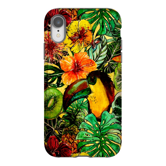 iPhone Xr StrongFit Tropical bird in flower jungle by  Utart