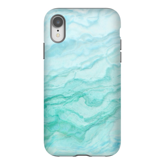 iPhone Xr StrongFit Teal and Turquoise Marble Ink by  Utart