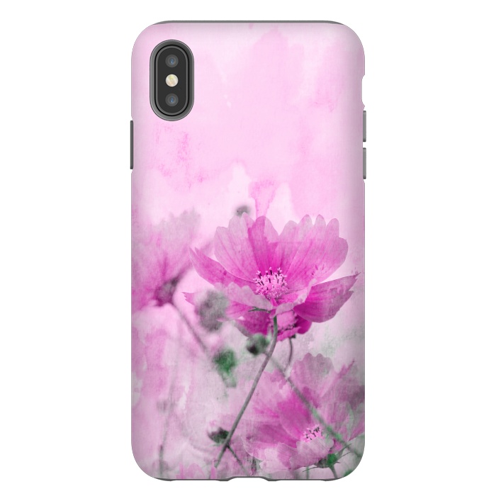 iPhone Xs Max StrongFit Pink Cosmea Watercolor Art by Andrea Haase