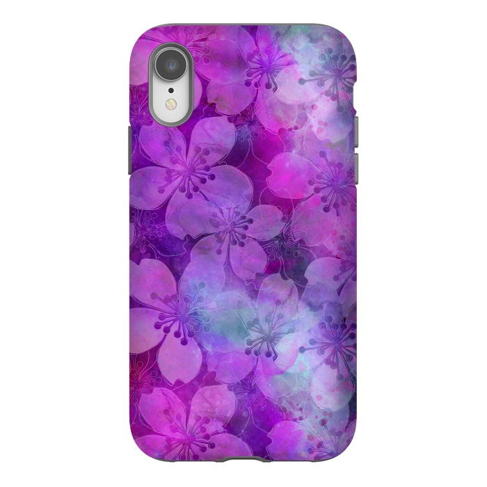 iPhone Xr StrongFit Purple Watercolor Flower Pattern by Andrea Haase