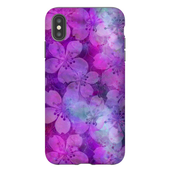 iPhone Xs Max StrongFit Purple Watercolor Flower Pattern by Andrea Haase