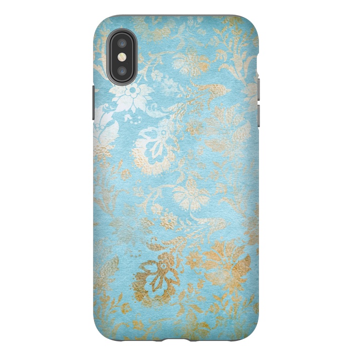 iPhone Xs Max StrongFit TEAL and GOLD Damask Pattern by  Utart