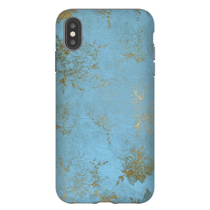 iPhone Xs Max StrongFit  Gold Damask on Sky Blue  by  Utart