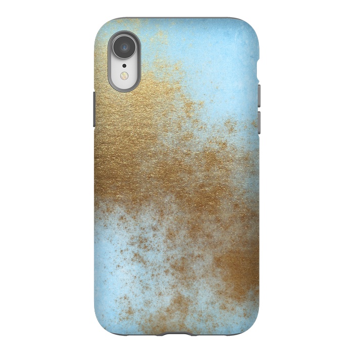 iPhone Xr StrongFit Gold Metal and Teal Texture by  Utart
