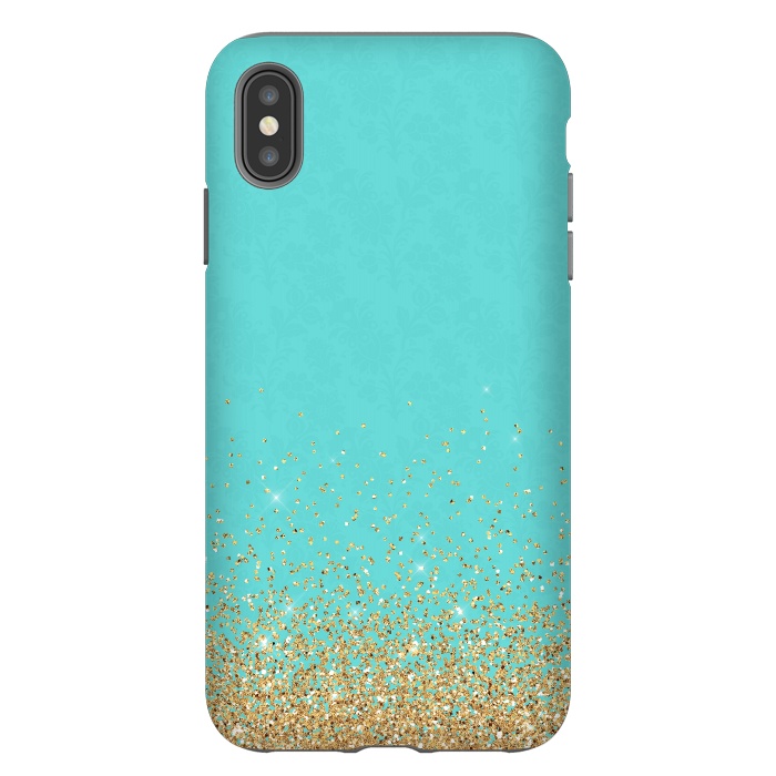 iPhone Xs Max StrongFit Teal and Gold Glitter by  Utart