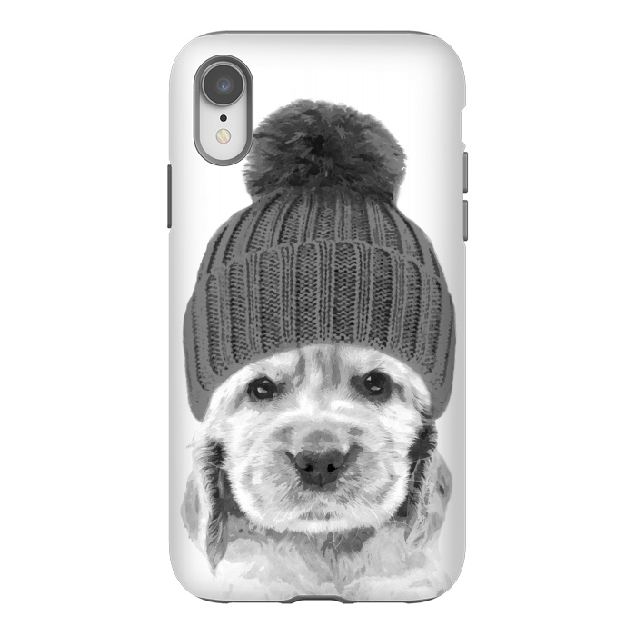 iPhone Xr StrongFit Black and White Cocker Spaniel by Alemi