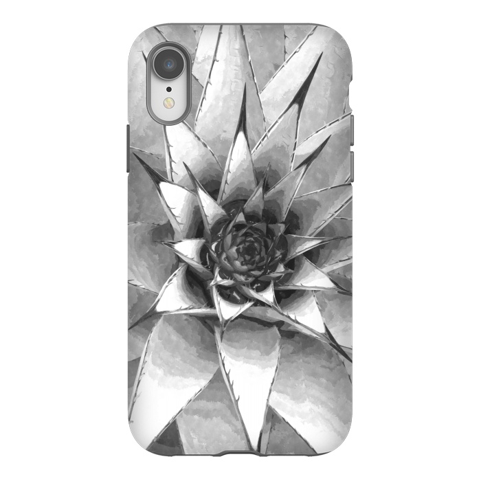 iPhone Xr StrongFit Black and White Cactus Succulent by Alemi