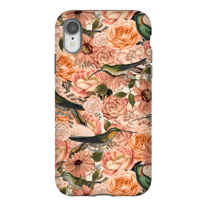 iPhone Xr StrongFit Vintage Flower And Hummingbird Pattern by Andrea Haase