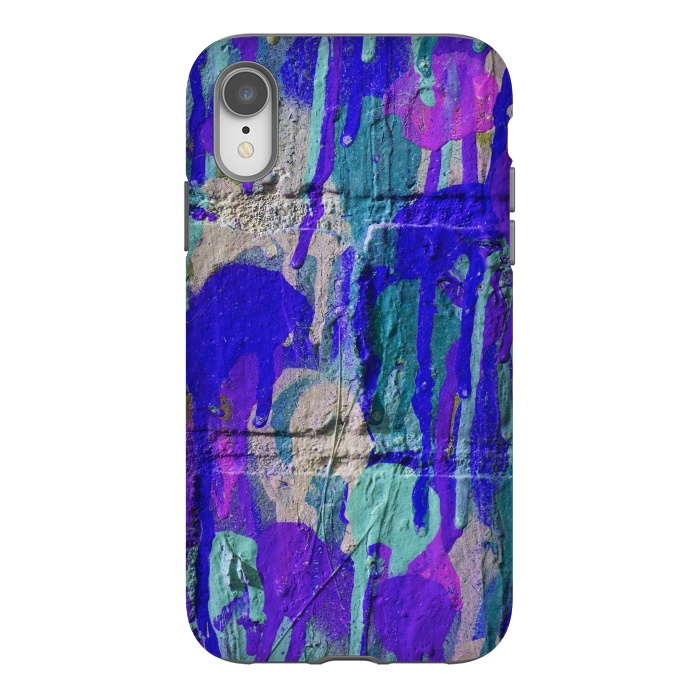 iPhone Xr StrongFit Blue And Purple Spray Paint Wall by Andrea Haase