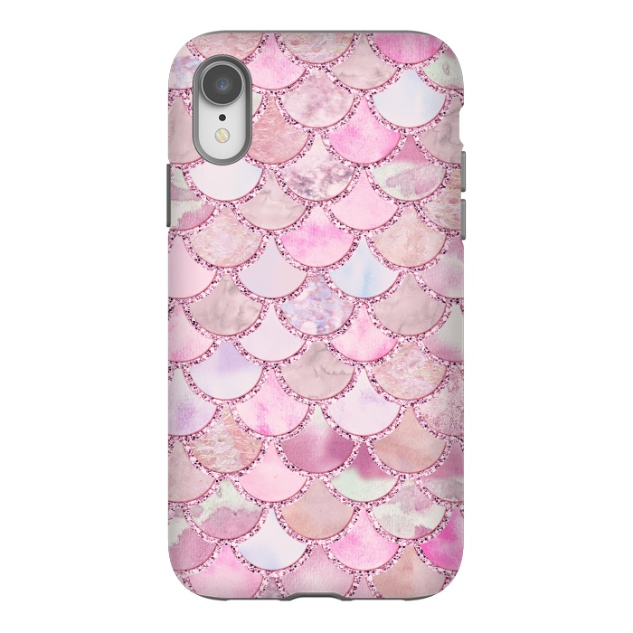 iPhone Xr StrongFit Pretty pink and pastel Mermaid Scales  by  Utart