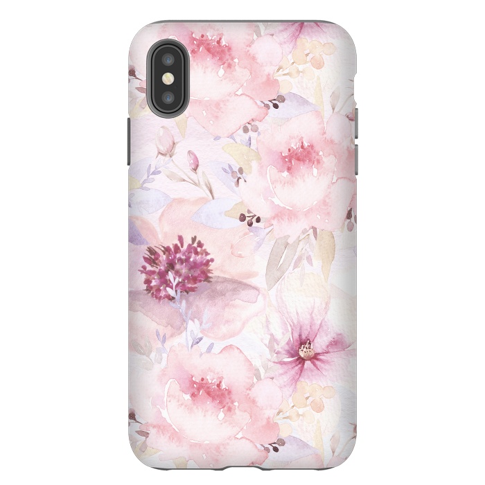 iPhone Xs Max StrongFit Pink Pastel Watercolor Flower Pattern by  Utart