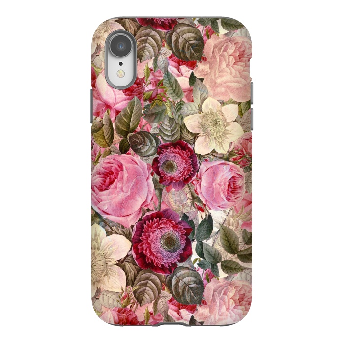 iPhone Xr StrongFit Pink Vintage Flower Pattern by  Utart