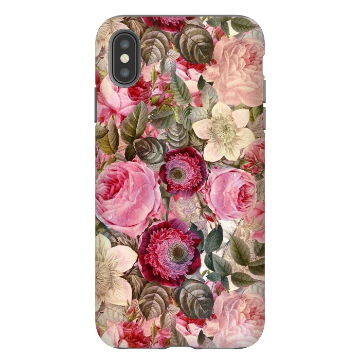 iPhone Xs Max StrongFit Pink Vintage Flower Pattern by  Utart