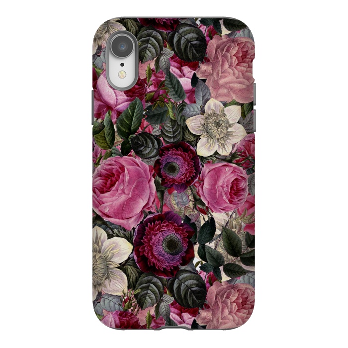 iPhone Xr StrongFit Purple and Pink Retro Flower Roses Pattern by  Utart